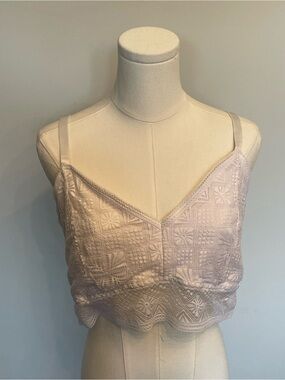 Nautica White Lace Crochet Camisole with Metal Logo